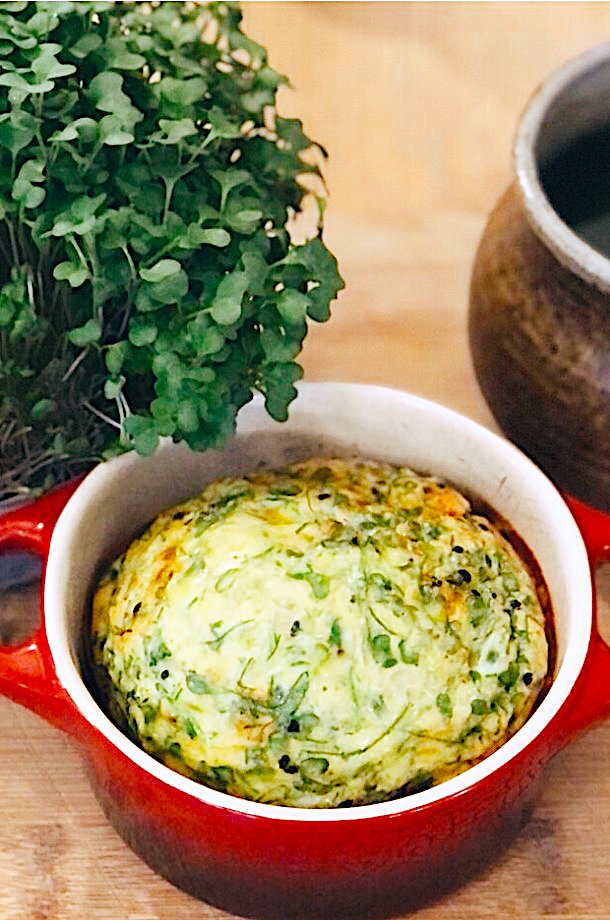 Cheesy Baked Microgreens Frittata