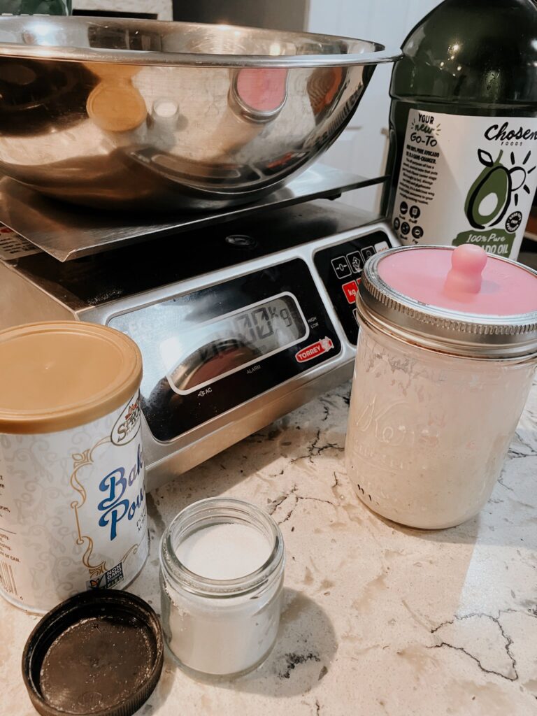 Gathering ingredients for sourdough tortillas