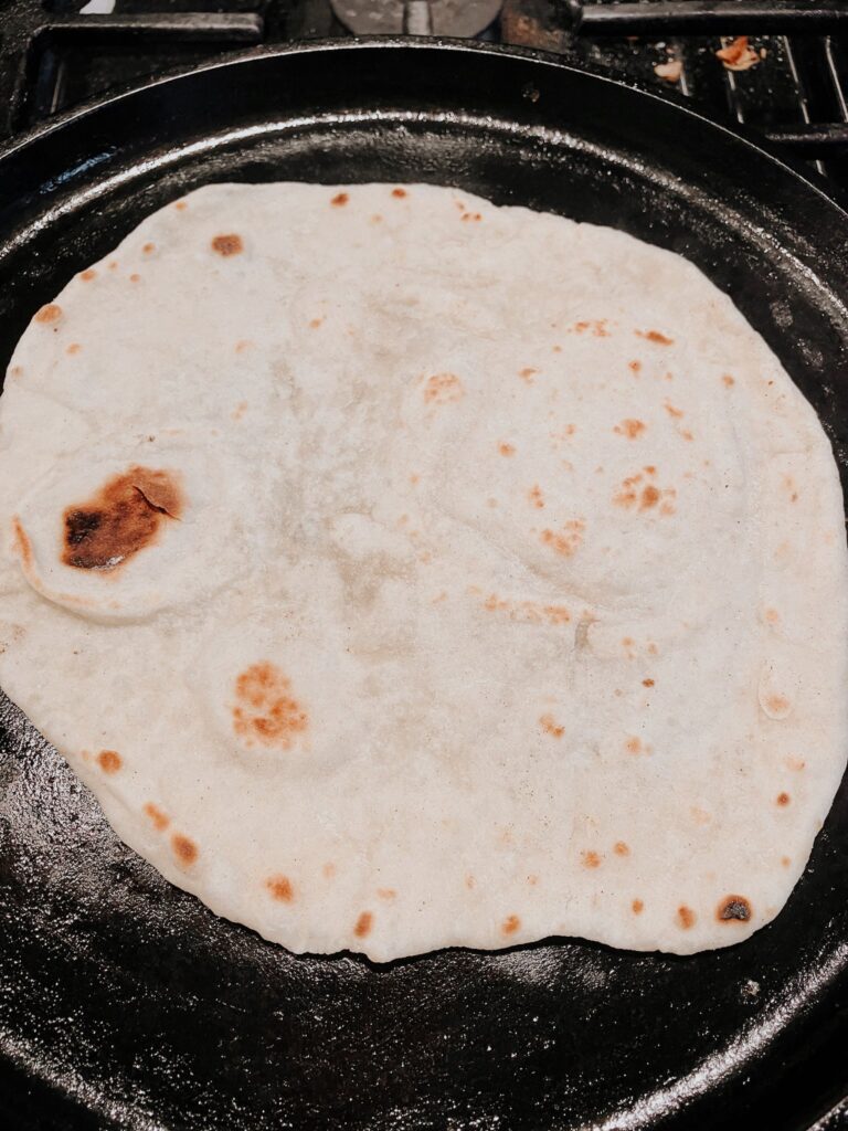 Tortilla on case iron pan