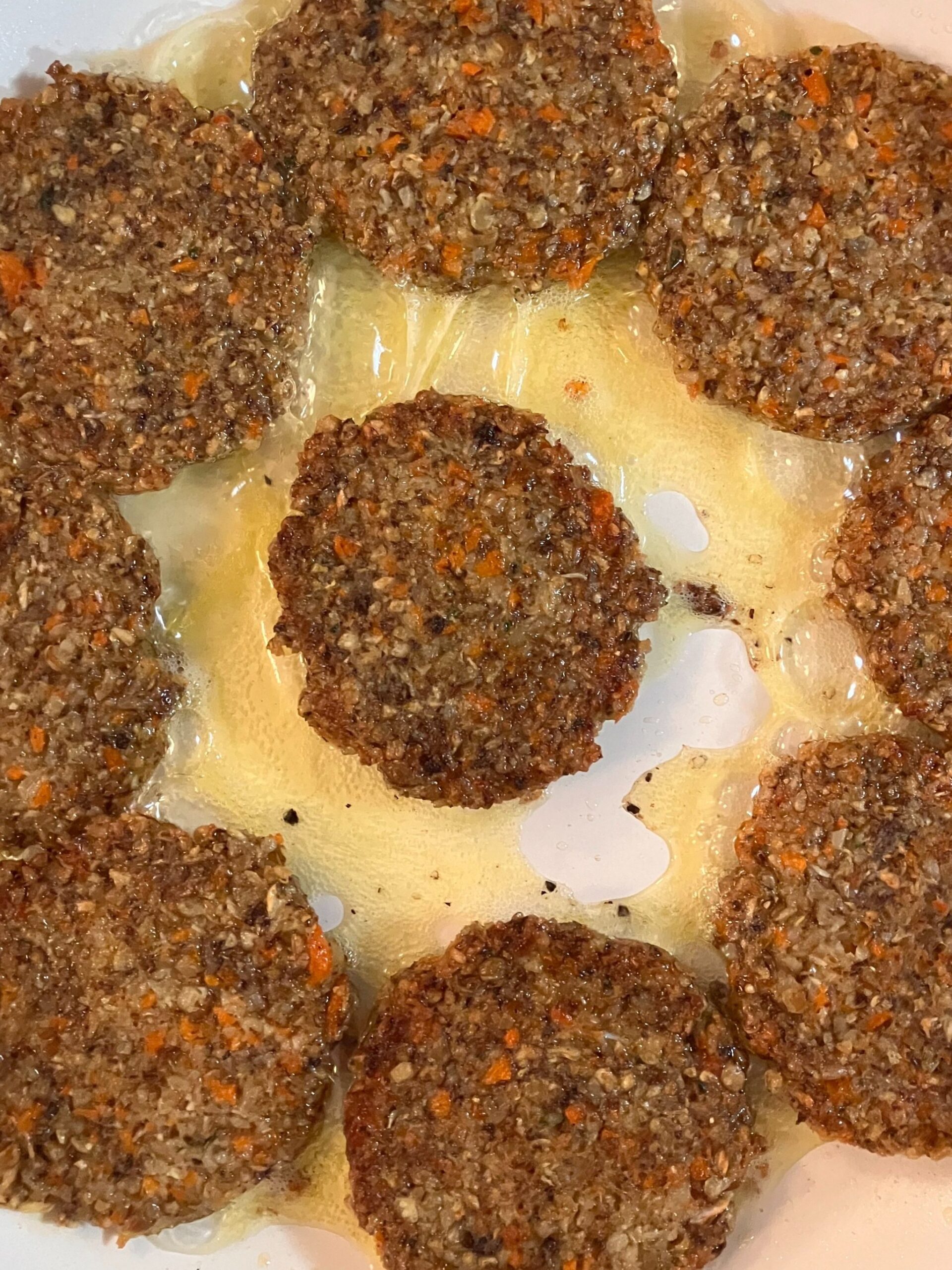 Sprouted Lentil fritters cooking in the pan