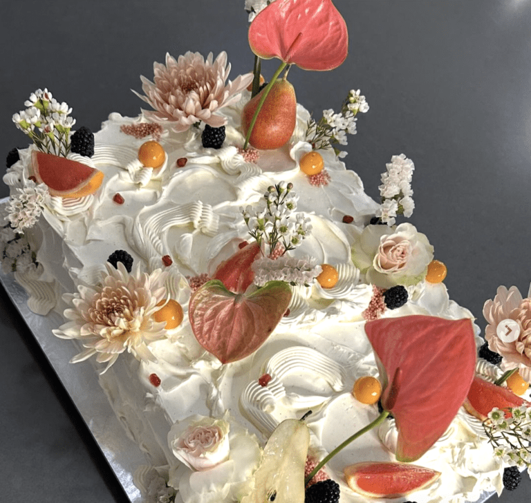 surreal flower and fruit cake